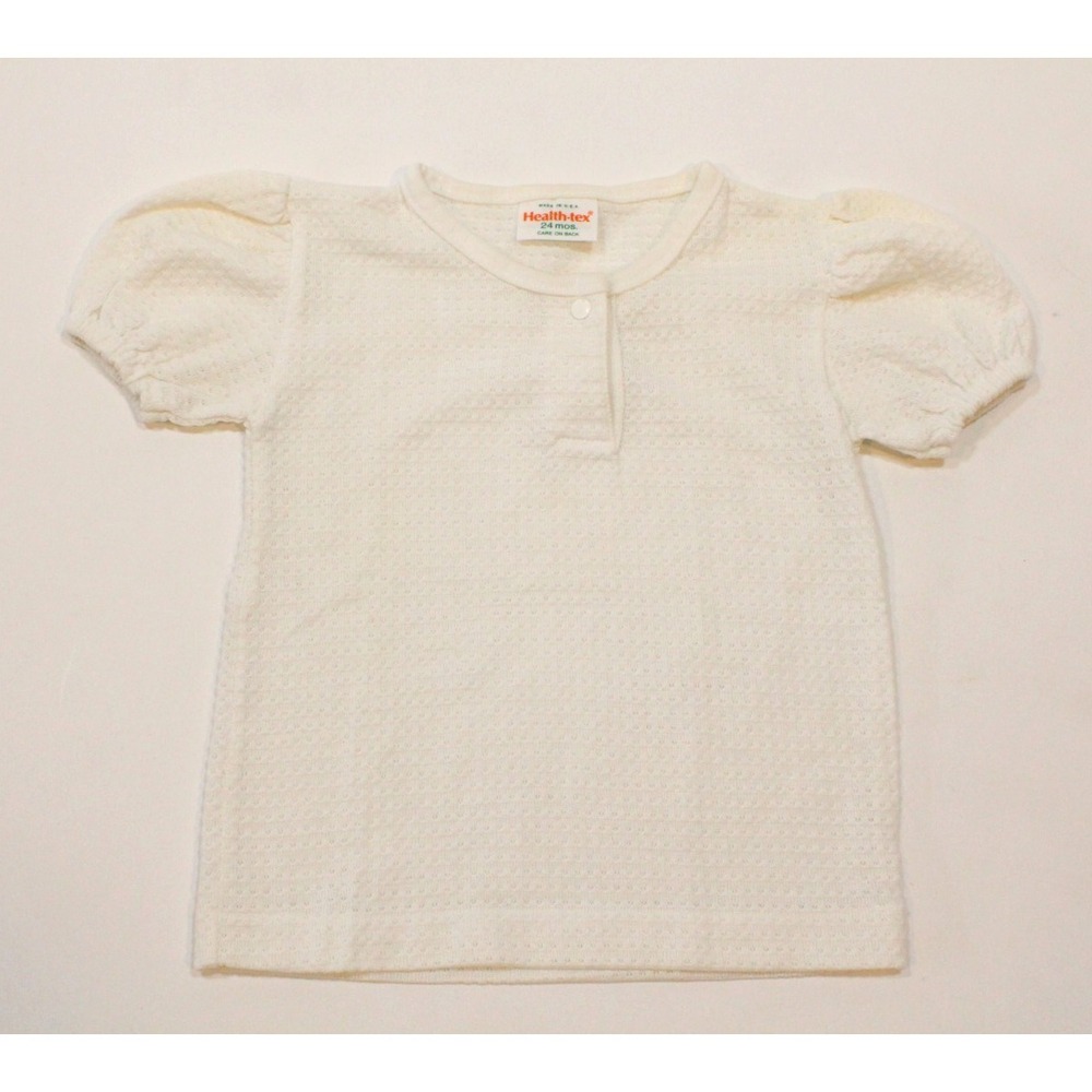 Vintage Health-Tex 80's 24 Months Off White Short Sleeve Shirt Top